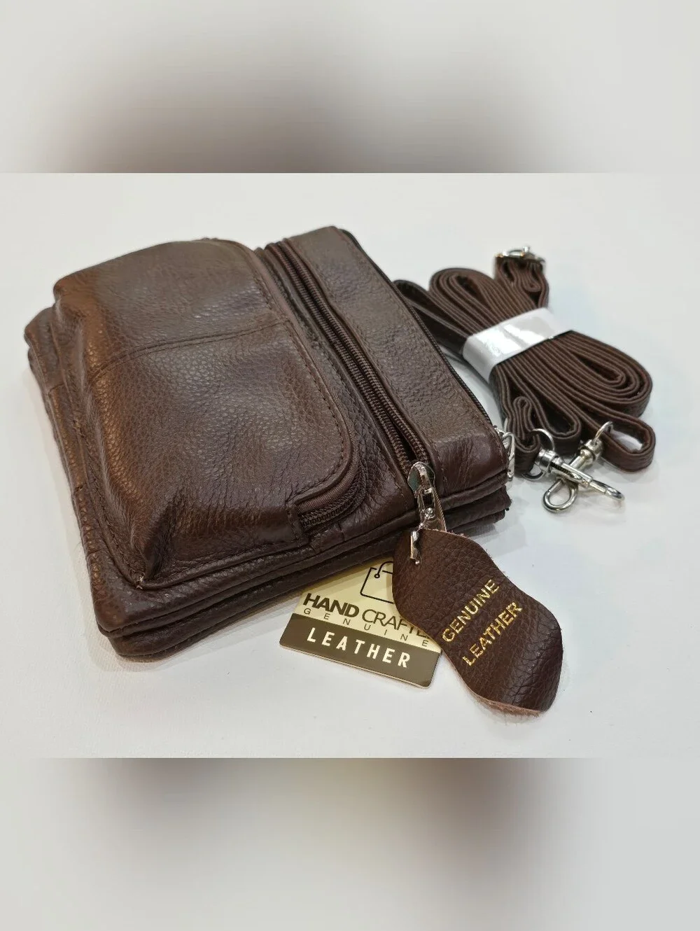 Genuine Leather Brown Crossbody Bag - Hand Crafted